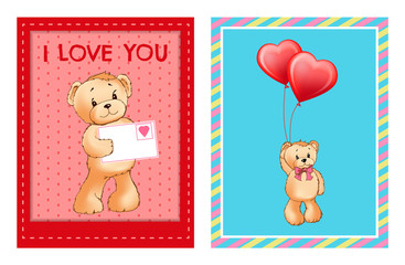 I Love You and Me Teddy Bears Vector