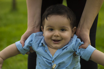 Baby laughing while walking