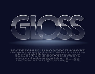Glass Font. Gloss Vector Alphabet Letters, Symbols, Numbers.