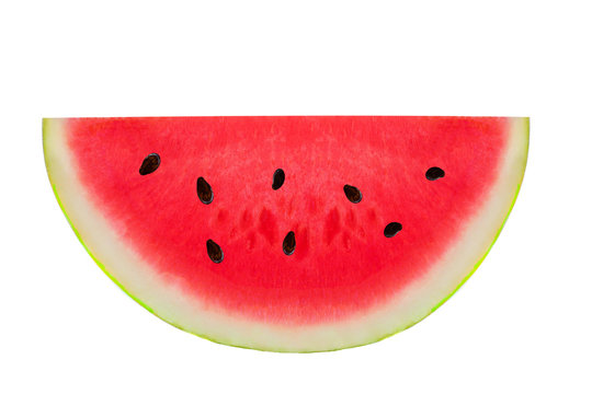 Slice watermelon fruit  isolated on a white background, close up.
