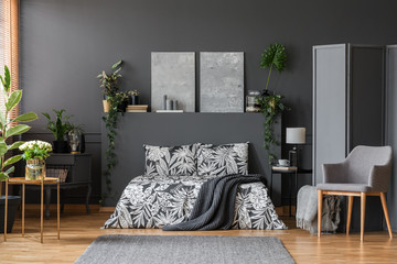 Modern armchair in elegant bedroom