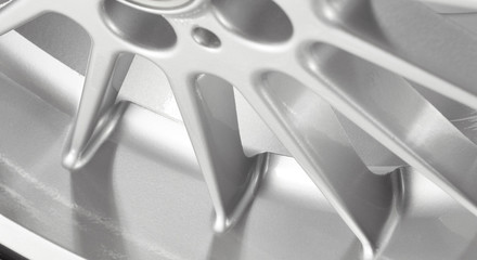 Part of silver alloy wheel with tire