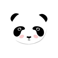 Baby panda bear. Vector illustration of cute baby animal face icon isolated on white background. Child and baby print design.