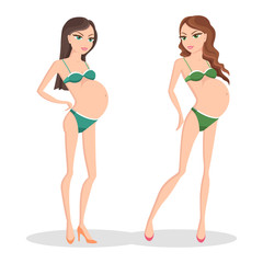 Pregnant Woman Swimsuit or Underwear High Heels