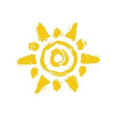 Hand drawn vector sun icon isolated on white.
