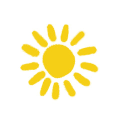 Hand drawn vector sun icon isolated on white.