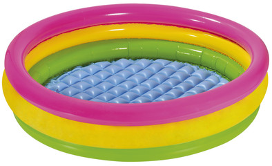 a colorful inflatable swimming pool on a white background