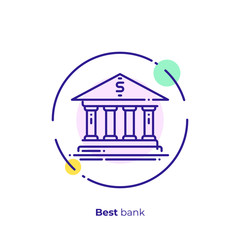 Bank line art icon, digital finances vector art, outline online broker illustration