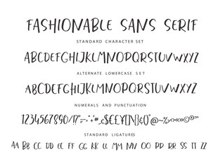 Obraz premium Handrawn vector alphabet. Modern letters for sans serif font.