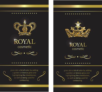 Gold crown. Luxury label, emblem or packing. Logo design.