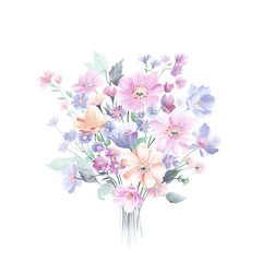 Watercolor rose flower collection