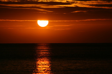Orange Sunset at Sea