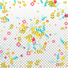 Floral Spring and Summer Vector Wallpaper with Flowers, Leaves, Butterflies, Green Branches. Easter, Mother's Day, 8 March, Birthday, Wedding Background for Banners, Cards, Posters, Invitations.