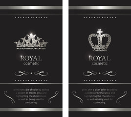 Fototapeta na wymiar Silver crown. Luxury label, emblem or packing. Logo design.