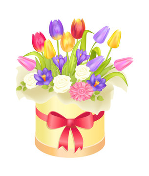 Flowers Oval Decorative Box luxury Tulips Crocus