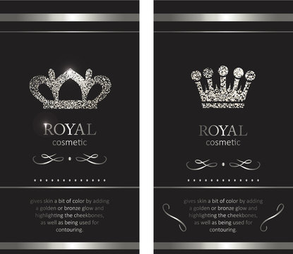 Silver crown. Luxury label, emblem or packing. Logo design.