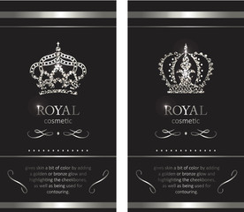 Silver crown. Luxury label, emblem or packing. Logo design.