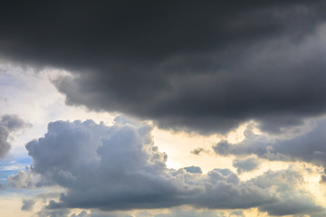 Dramatic blue sky and clouds at sunset or evening time.