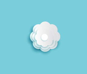 Decorative white round flowers and paper cut style vector illustration