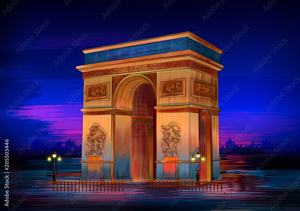 Wall mural arc de triomphe world famous historical monument of paris