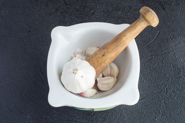 mortar with garlic