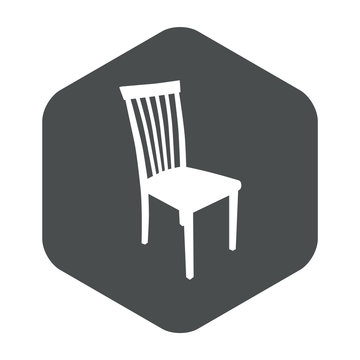 Icono plano silueta silla en hexagono gris