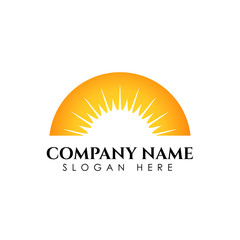 Sunrise sunshine logo template. Vector illustration Icon Logo Template Sun over horizon