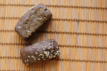 fresh mini bread on wooden backround