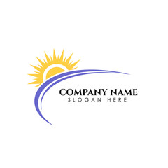 Sunrise sunshine logo template. Vector illustration Icon Logo Template Sun over horizon