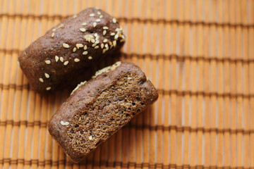 fresh mini bread on wooden backround