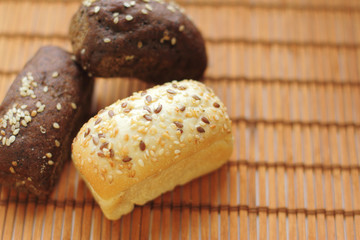fresh mini bread on wooden backround