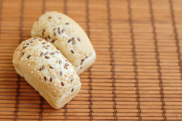 fresh mini bread on wooden backround