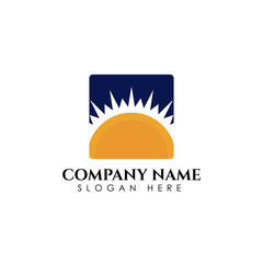 Sunrise sunshine logo template. Vector illustration Icon Logo Template Sun over horizon