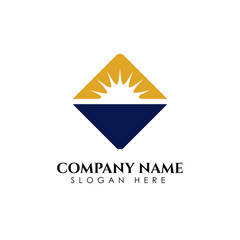 Sunrise sunshine logo template. Vector illustration Icon Logo Template Sun over horizon