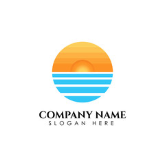 Sunset logo template. Vector illustration Icon Logo Template Sun over the sea
