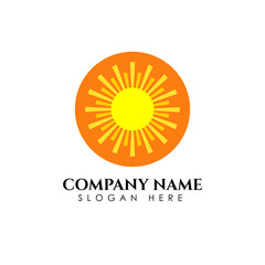 Sunrise sunshine logo template. Vector illustration Icon Logo Template Sun over horizon