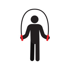 Man training with jumping rope silhouette icon