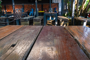 wood table in resturant