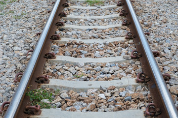 Railroad tracks and stone