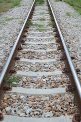 Naklejka premium Railroad tracks and stone