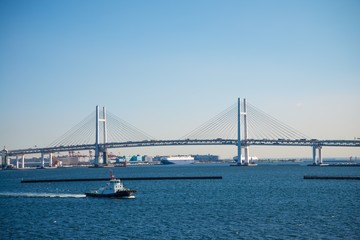 Tsurumi Tsubasa bridge in Yokohama bay, Yokohama Japan
