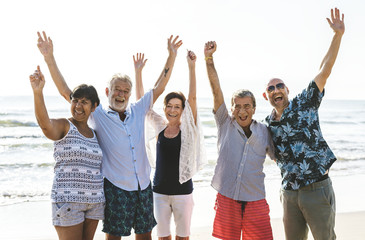 Obraz premium Group of seniors on the beach
