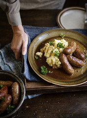 Bangers and mash food photography recipe idea