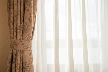 Curtain with warm sunlight background interior decoration