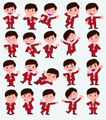 Cartoon character boy in a swimsuit. Set with different postures, attitudes and poses, always in positive attitude, doing different activities in vector vector illustrations.