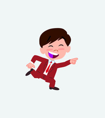Businessman running smiling.