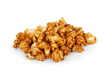 Caramel popcorn on a white background