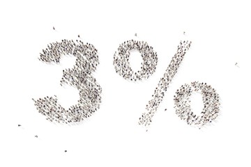 many people in form text three percent 3d rendering