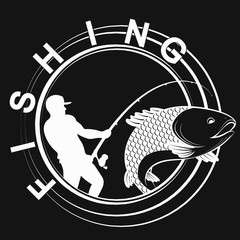 Fish and fisherman symbol for fishing
