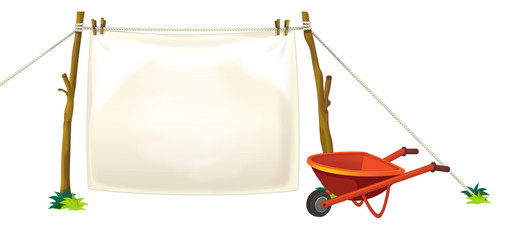 cartoon scene with laundry dryer on white background - illustration for children